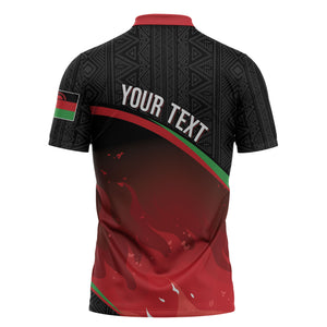 Malawi Football Personalized Blazing Fires Zipper Polo Shirt Scorchers Fighting