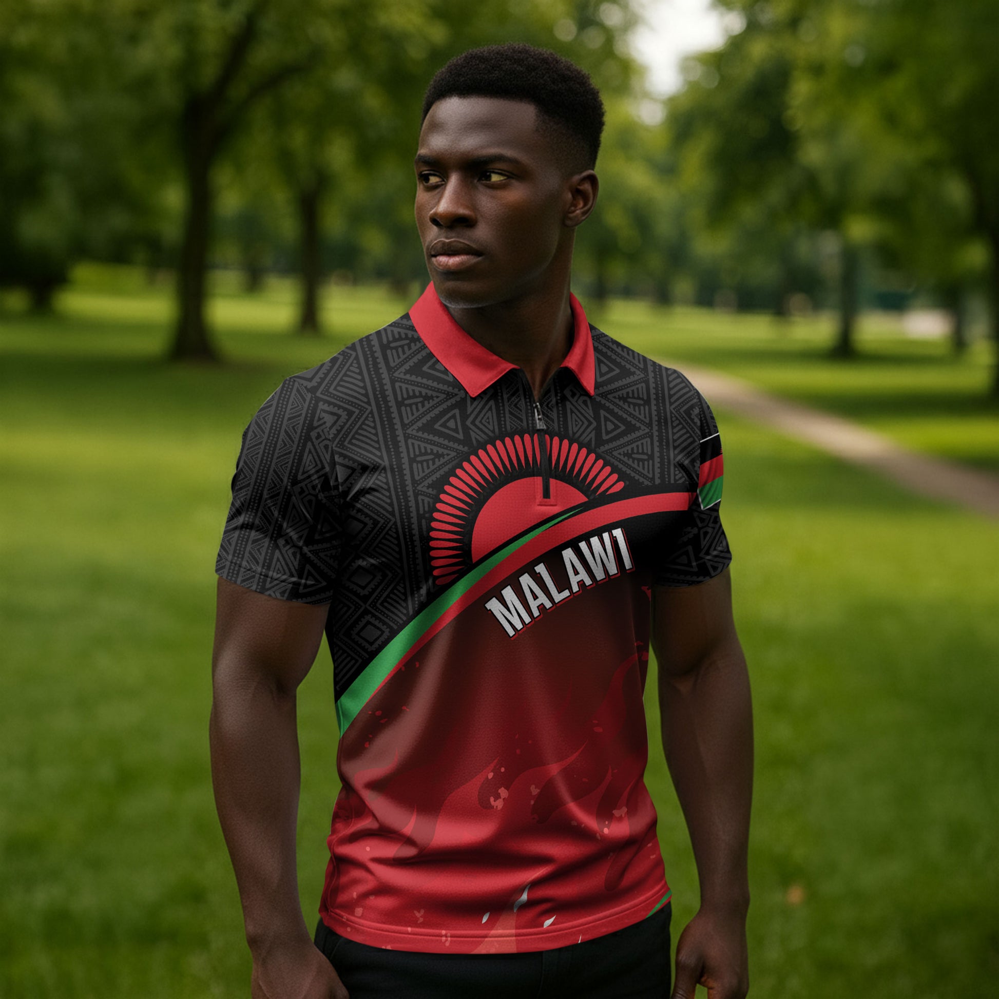 Malawi Football Personalized Blazing Fires Zipper Polo Shirt Scorchers Fighting