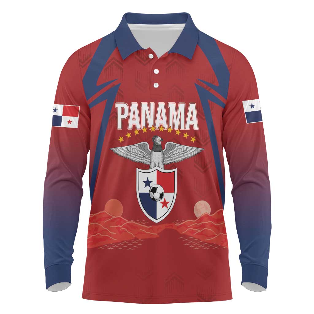Afro-Panama Football 2026 Custom Long Sleeve Polo Shirt La Marea Roja Making History - African Pride