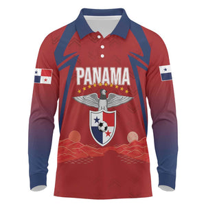 Afro-Panama Football 2026 Custom Long Sleeve Polo Shirt La Marea Roja Making History - African Pride