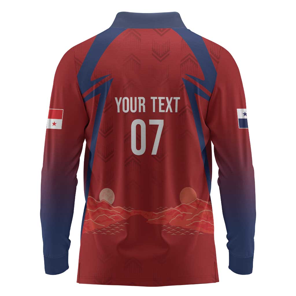 Afro-Panama Football 2026 Custom Long Sleeve Polo Shirt La Marea Roja Making History - African Pride
