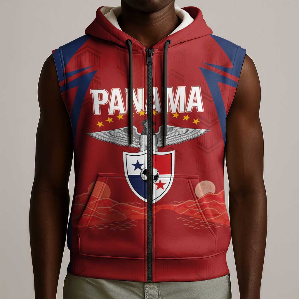 Afro-Panama Football 2026 Custom Sleeveless Zip Hoodie La Marea Roja Making History - African Pride