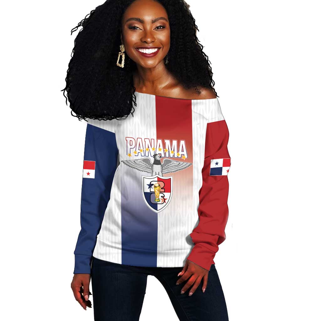 Afro-Panama Football Los Canaleros 2026 Custom Off Shoulder Sweater Rising Glory - African Pride