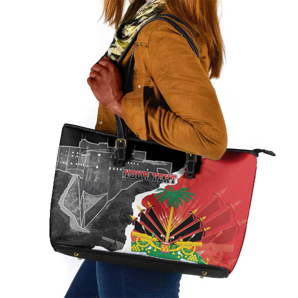 Personalized Haiti First Black Republic 1804 Leather Tote Bag Ayiti Citadel Laferriere