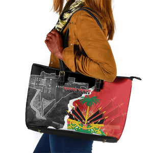 Personalized Haiti First Black Republic 1804 Leather Tote Bag Ayiti Citadel Laferriere