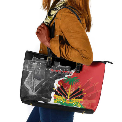 Personalized Haiti First Black Republic 1804 Leather Tote Bag Ayiti Citadel Laferriere