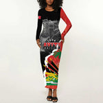 Personalized Haiti First Black Republic 1804 Long Sleeve Bodycon Dress Ayiti Citadel Laferriere LT7