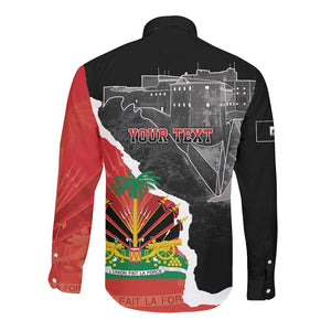 Personalized Haiti First Black Republic 1804 Long Sleeve Button Shirt Ayiti Citadel Laferriere