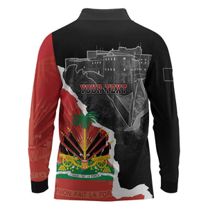 Personalized Haiti First Black Republic 1804 Long Sleeve Polo Shirt Ayiti Citadel Laferriere
