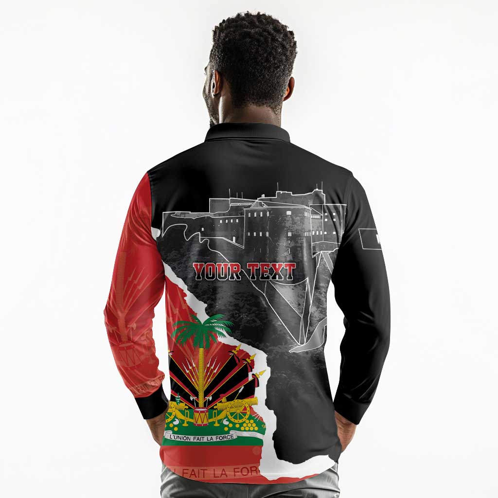 Personalized Haiti First Black Republic 1804 Long Sleeve Polo Shirt Ayiti Citadel Laferriere