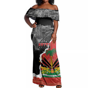 Personalized Haiti First Black Republic 1804 Off Shoulder Maxi Dress Ayiti Citadel Laferriere