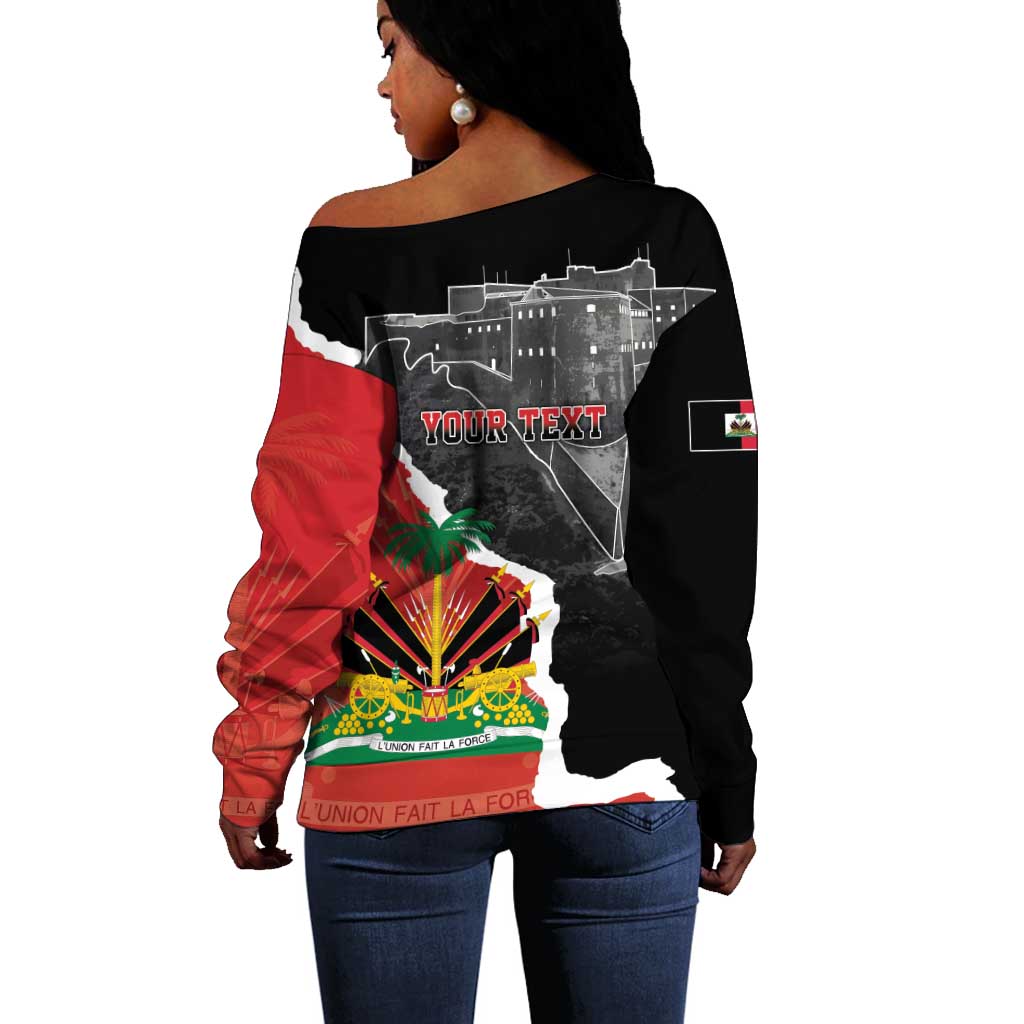 Personalized Haiti First Black Republic 1804 Off Shoulder Sweater Ayiti Citadel Laferriere