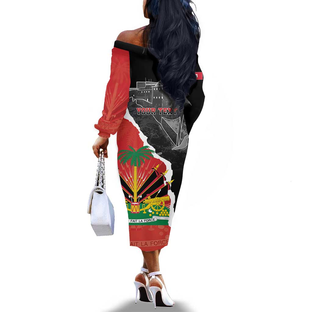 Personalized Haiti First Black Republic 1804 Off The Shoulder Long Sleeve Dress Ayiti Citadel Laferriere