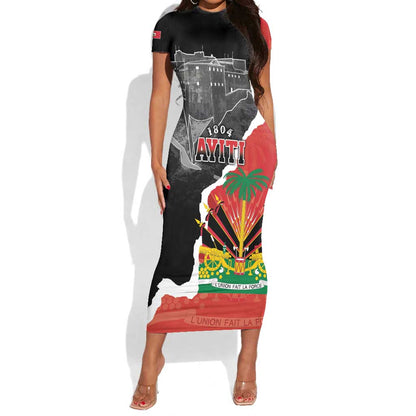 Personalized Haiti First Black Republic 1804 Short Sleeve Bodycon Dress Ayiti Citadel Laferriere LT7