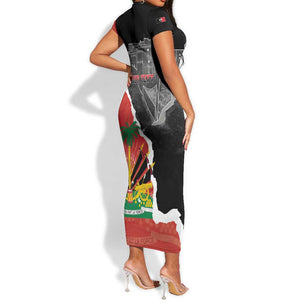 Personalized Haiti First Black Republic 1804 Short Sleeve Bodycon Dress Ayiti Citadel Laferriere LT7