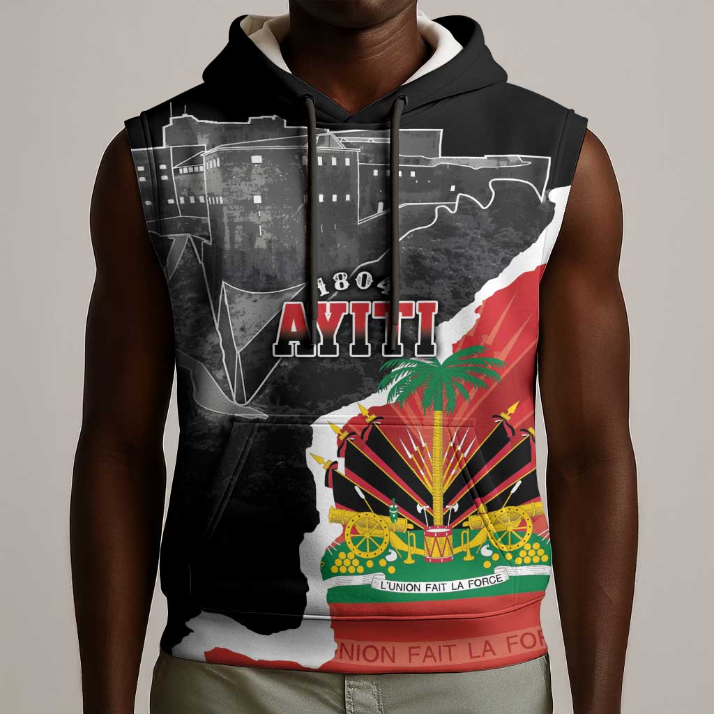Personalized Haiti First Black Republic 1804 Sleeveless Hoodie Ayiti Citadel Laferriere - African Pride