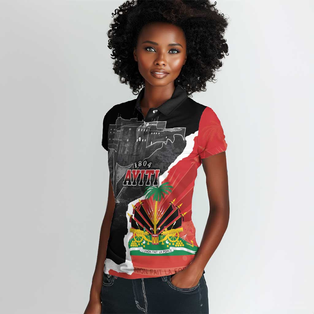 Personalized Haiti First Black Republic 1804 Women Polo Shirt Ayiti Citadel Laferriere