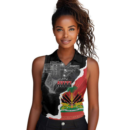 Personalized Haiti First Black Republic 1804 Women Sleeveless Polo Shirt Ayiti Citadel Laferriere