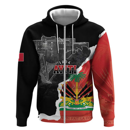 Personalized Haiti First Black Republic 1804 Zip Hoodie Ayiti Citadel Laferriere