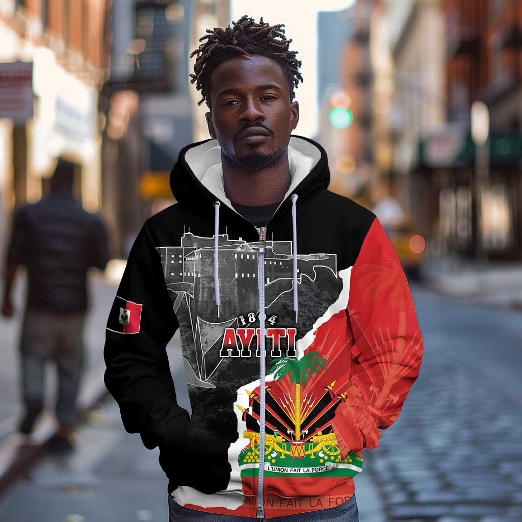 Personalized Haiti First Black Republic 1804 Zip Hoodie Ayiti Citadel Laferriere