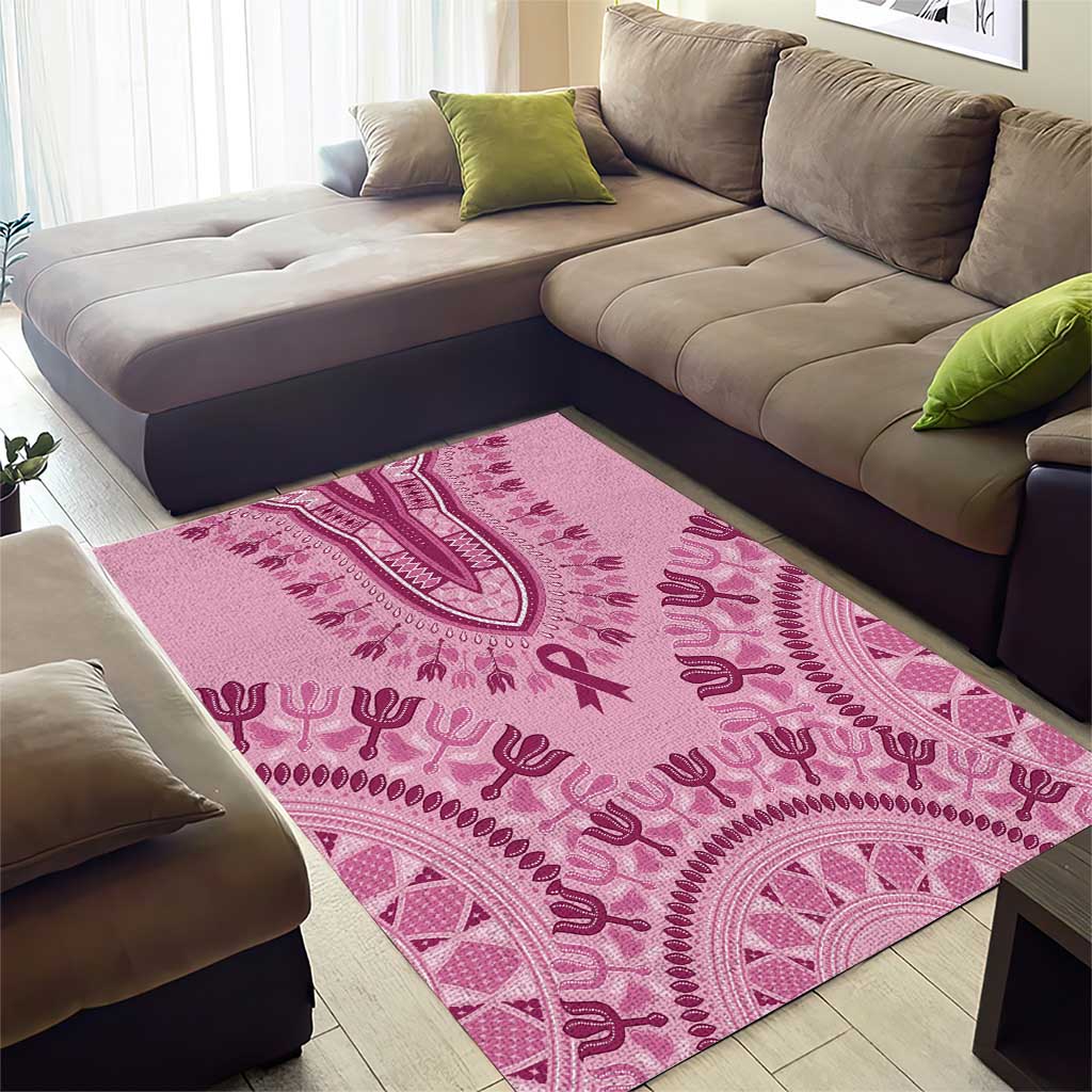 Afro Breast Cancer Awareness Dashiki Area Rug Glamorous Pink - African Pride