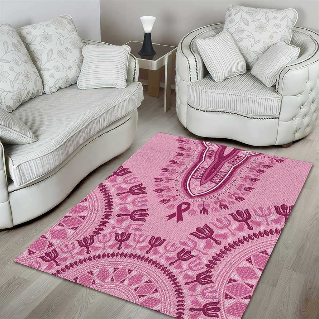 Afro Breast Cancer Awareness Dashiki Area Rug Glamorous Pink - African Pride