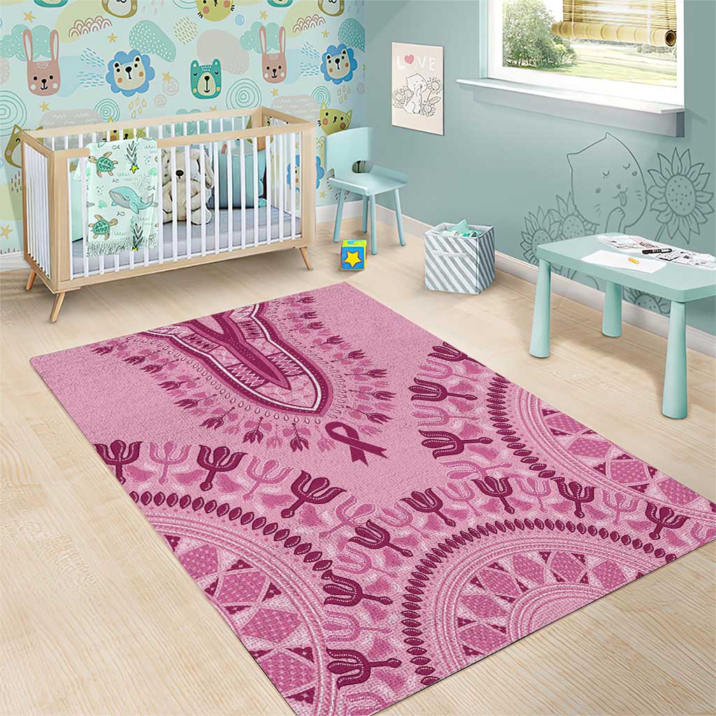 Afro Breast Cancer Awareness Dashiki Area Rug Glamorous Pink - African Pride
