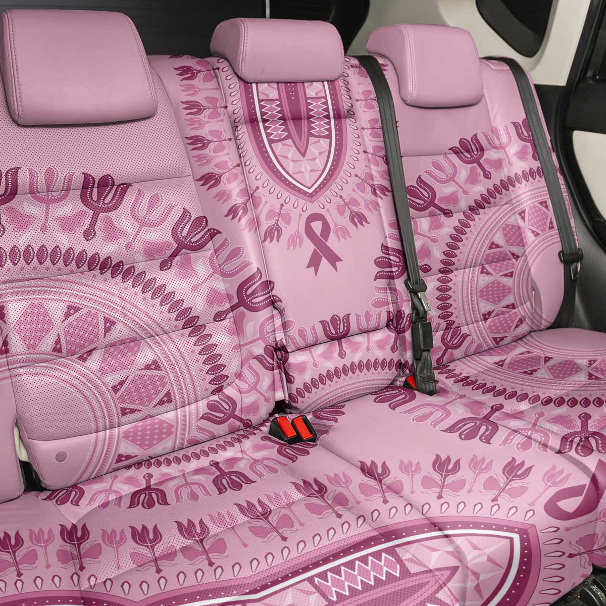 Afro Breast Cancer Awareness Dashiki Back Car Seat Cover Glamorous Pink - African Pride