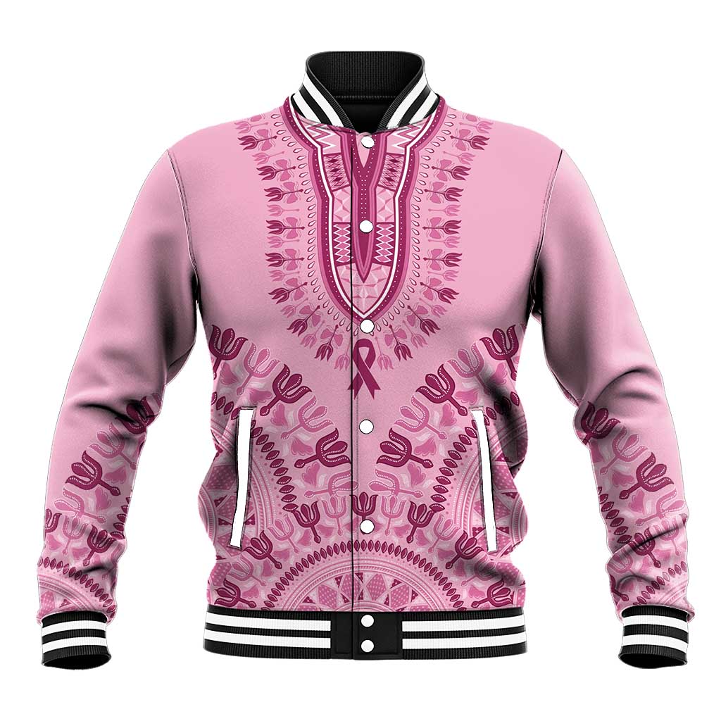 Afro Breast Cancer Awareness Dashiki Baseball Jacket Glamorous Pink - African Pride