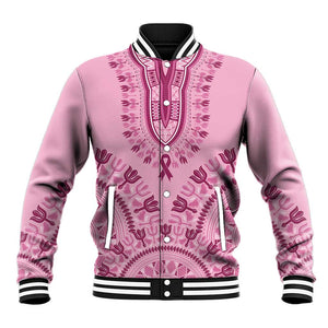 Afro Breast Cancer Awareness Dashiki Baseball Jacket Glamorous Pink - African Pride