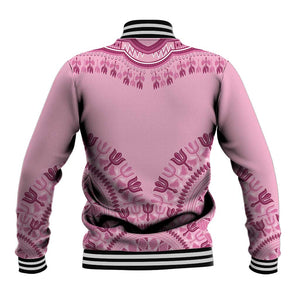 Afro Breast Cancer Awareness Dashiki Baseball Jacket Glamorous Pink - African Pride
