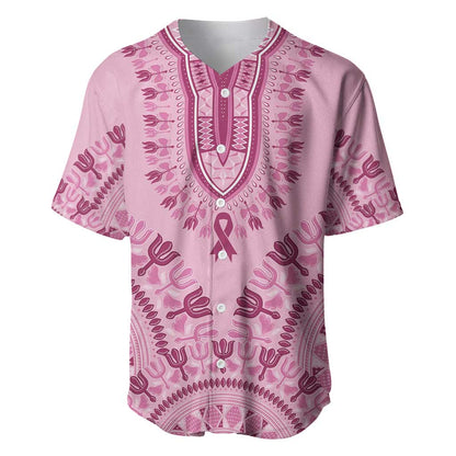 Afro Breast Cancer Awareness Dashiki Baseball Jersey Glamorous Pink - African Pride