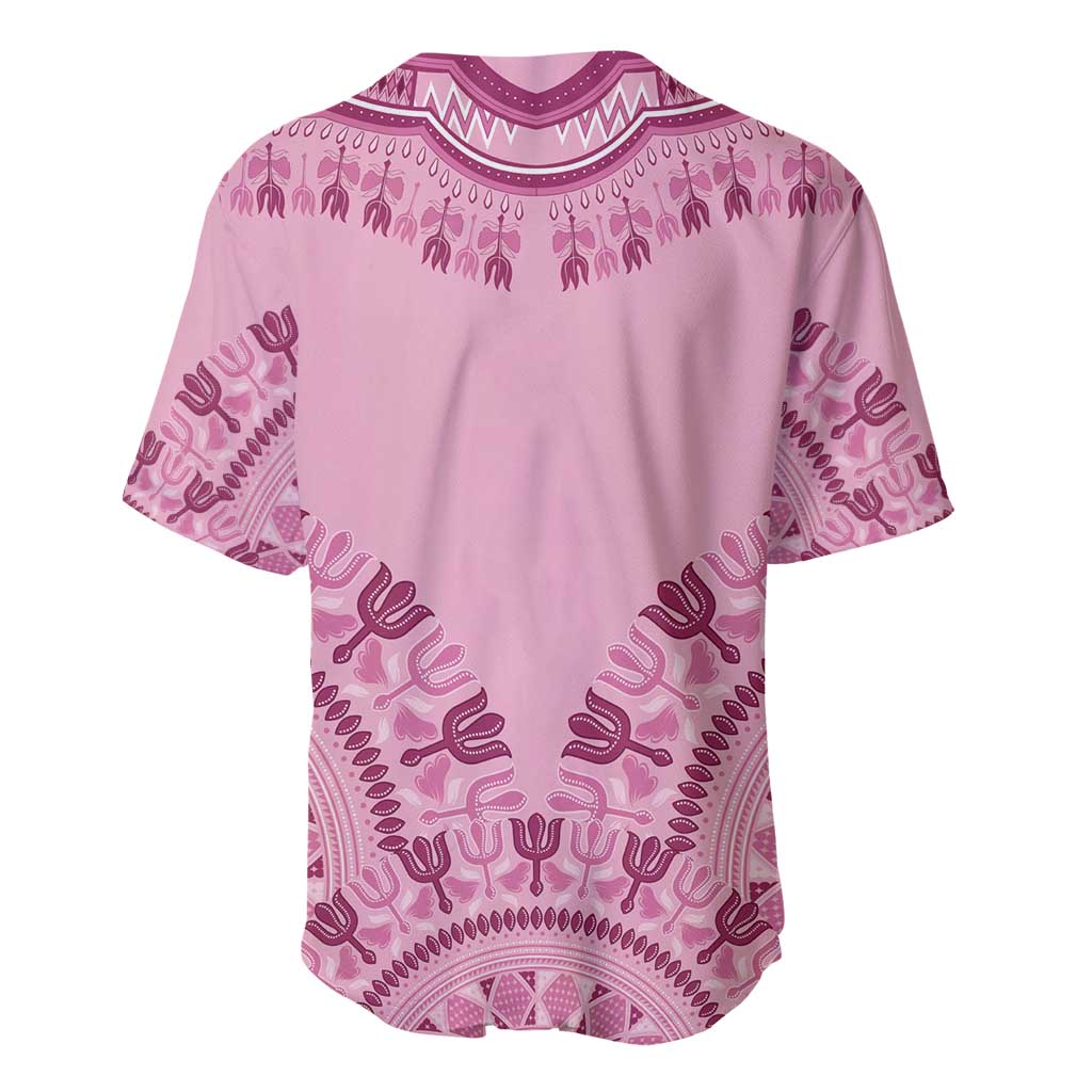 Afro Breast Cancer Awareness Dashiki Baseball Jersey Glamorous Pink - African Pride