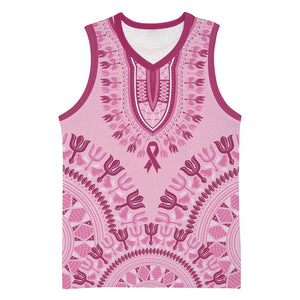 Afro Breast Cancer Awareness Dashiki Basketball Jersey Glamorous Pink - African Pride