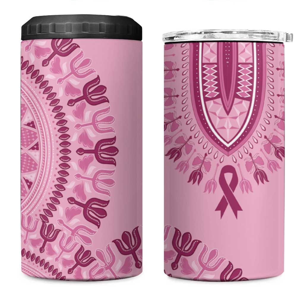 Afro Breast Cancer Awareness Dashiki 4 in 1 Can Cooler Tumbler Glamorous Pink - African Pride