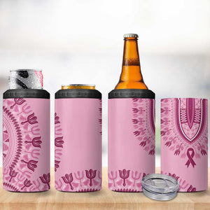 Afro Breast Cancer Awareness Dashiki 4 in 1 Can Cooler Tumbler Glamorous Pink - African Pride