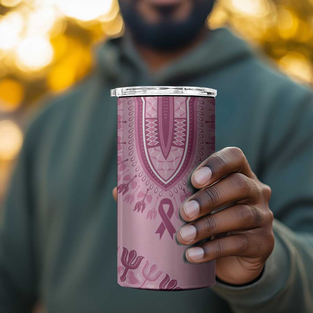 Afro Breast Cancer Awareness Dashiki 4 in 1 Can Cooler Tumbler Glamorous Pink - African Pride