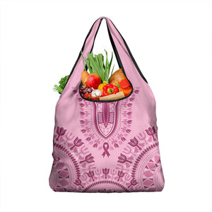 Afro Breast Cancer Awareness Dashiki Grocery Bag Glamorous Pink - African Pride