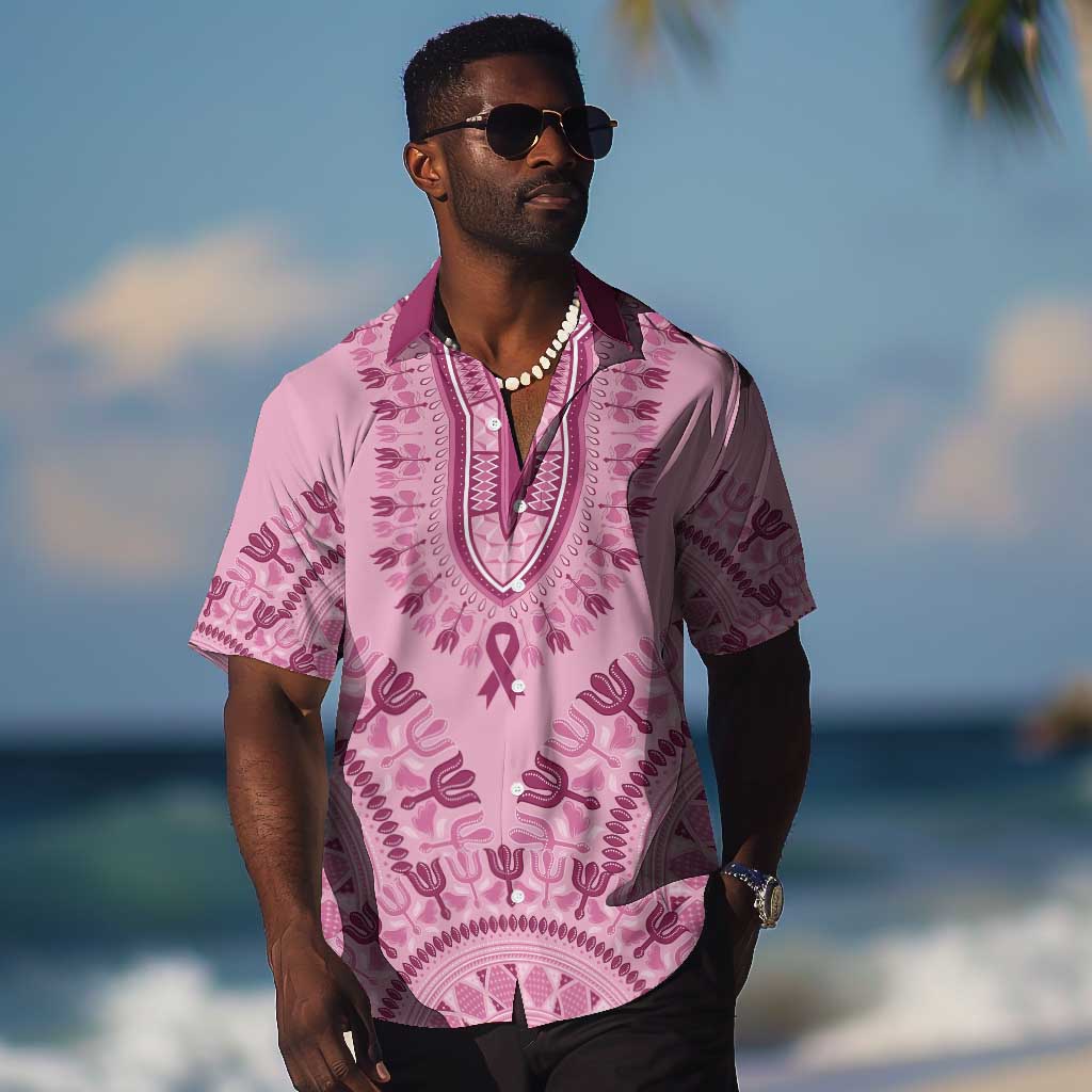 Afro Breast Cancer Awareness Dashiki Hawaiian Shirt Glamorous Pink - African Pride