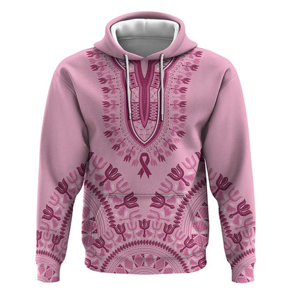 Afro Breast Cancer Awareness Dashiki Hoodie Glamorous Pink - African Pride