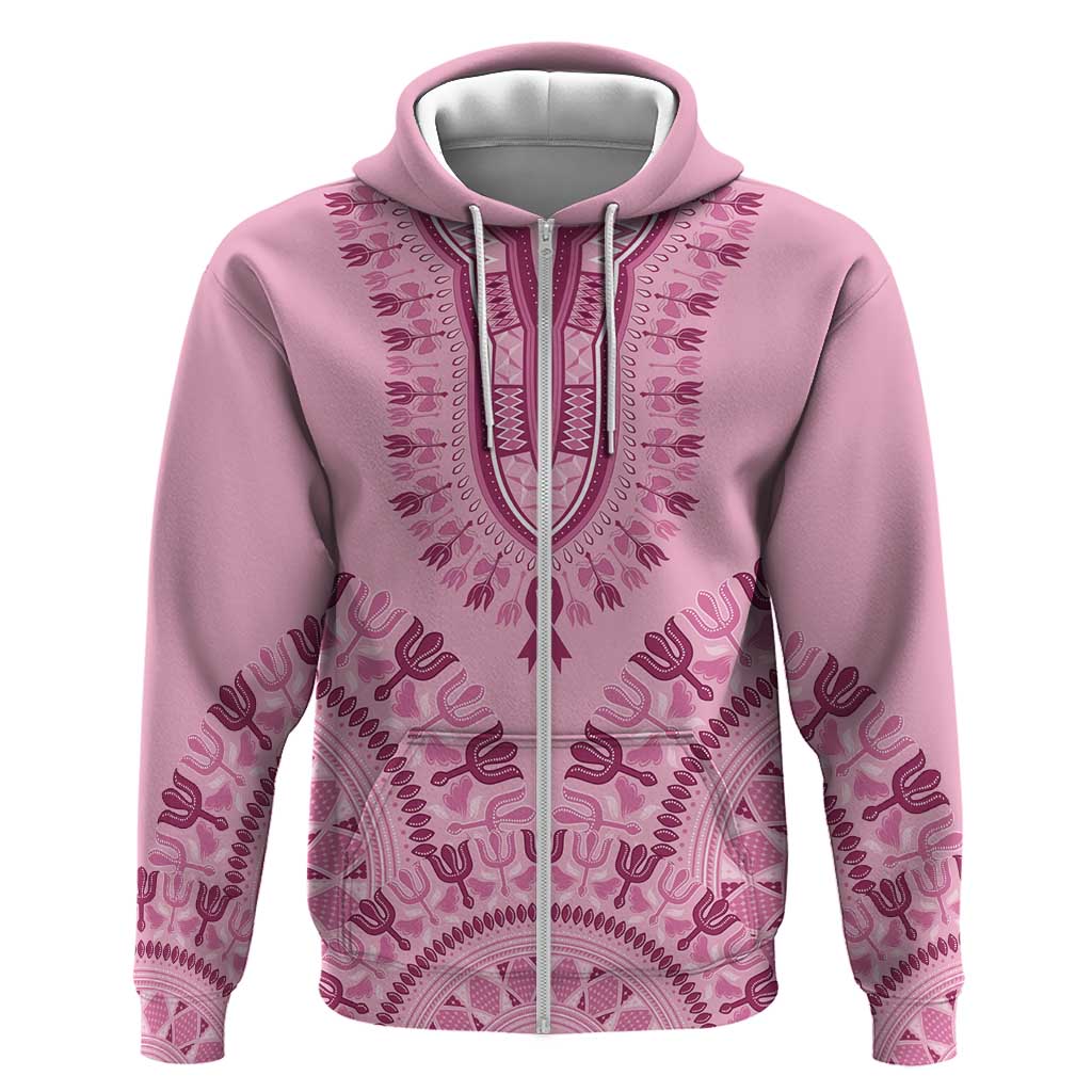 Afro Breast Cancer Awareness Dashiki Hoodie Glamorous Pink - African Pride