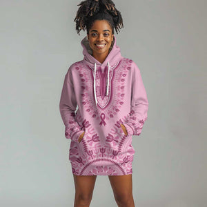 Afro Breast Cancer Awareness Dashiki Hoodie Dress Glamorous Pink - African Pride