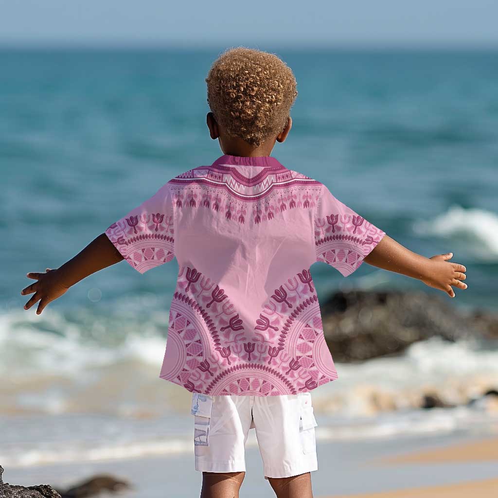 Afro Breast Cancer Awareness Dashiki Kid Hawaiian Shirt Glamorous Pink - African Pride