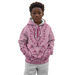 Afro Breast Cancer Awareness Dashiki Kid Hoodie Glamorous Pink - African Pride