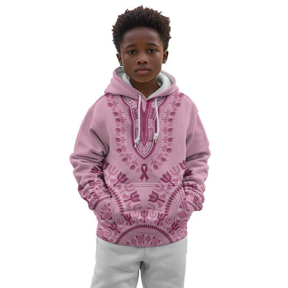 Afro Breast Cancer Awareness Dashiki Kid Hoodie Glamorous Pink - African Pride