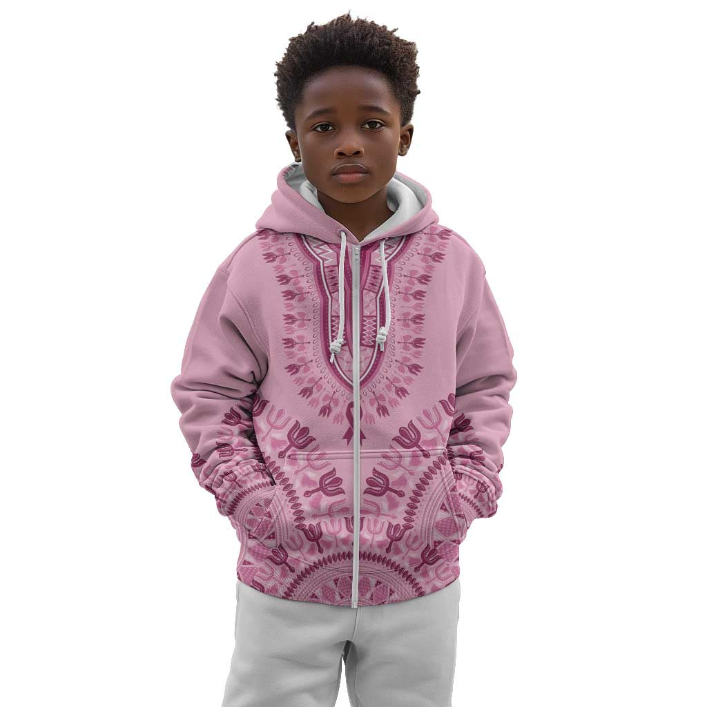 Afro Breast Cancer Awareness Dashiki Kid Hoodie Glamorous Pink - African Pride