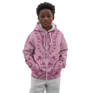 Afro Breast Cancer Awareness Dashiki Kid Hoodie Glamorous Pink - African Pride