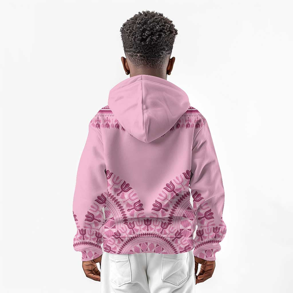 Afro Breast Cancer Awareness Dashiki Kid Hoodie Glamorous Pink - African Pride