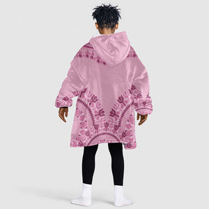 Afro Breast Cancer Awareness Dashiki Kid Wearable Blanket Hoodie Glamorous Pink - African Pride