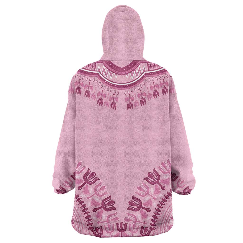 Afro Breast Cancer Awareness Dashiki Kid Wearable Blanket Hoodie Glamorous Pink - African Pride
